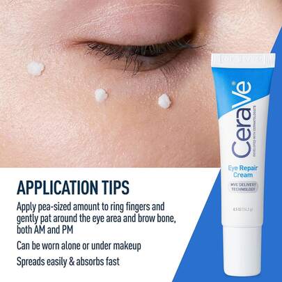 CeraVe Eye Repair Cream - Crema para Ojos con Mve Technology, 0.5 oz, Alivia la Puffiness y las Ojeras, Regalo Perfecto para San Valentín 2025, Tops en Cuidado Ocular, Apta para Todo Tipo de Piel  14.2g
