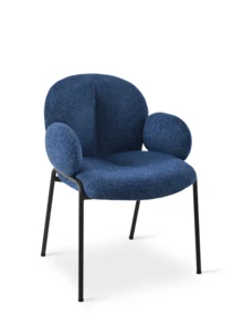 Goeurvant Modern Cloud-Style Wool-Linen Upholstered Dining Chairs With Rounded Arms And Wide-Back Support For Dining Room, Living Room, Office-Set Of 2/Set Of 4/Set Of 6-Blue/Chenillie - 藍色 - 查看 8