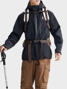 CAMEL CROWN 男士單層硬殼戶外夾克，舒適、防潑水且輕量，適合春季徒步登山 - 幻影黑 - 查看 4