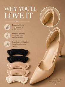 8pcs/Set Thickened Self-Adhesive Heel Pads, Anti-Slip Shock-Absorbing Foam Insoles, Suitable For High Heels, Boots, Dress Shoes, Soft And Comfortable, Suitable For Long-Term Walking And Standing, Prevents Slipping And Blisters - Multicolor - View 3