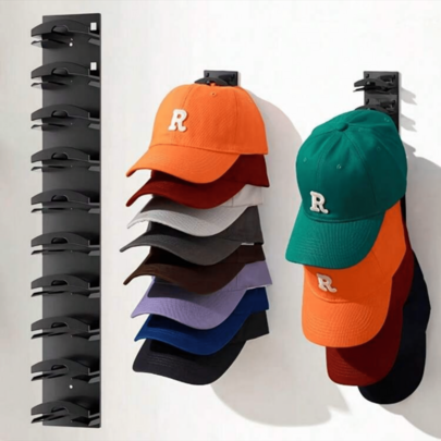 2/1pc Baseball Cap Hat Organizer, Wall Hanging Hat Rack With Strong Adhesive, Can Hang Up To 20 Hats, Door Wardrobe Hat Rack Display Rack, Hat Storage Multi-Layer Storage Rack, Two Installation Options