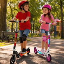 Patinete Infantil Dobrável com Rodas Grandes e Freio no Guidão 3 Regulagens de Altura Segurança e Estabilidade Scooter Infantil Criança Menino Menina Presente Passeio ao Ar livre Registro Inmetro Preto e Vermelho - Preto - Visão 2