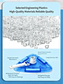 Transparent Weighted Triangular Pool Vacuum Head With Multiple Hard Bristle Brushes, Integrated Suction And Scrubbing For Dead-Angle Cleaning Of Pool Bottom, Edges, Slopes, Mud, Sand And Algae, Corrosion-Resistant Engineering Plastic, Sinks Without Floating, Universal Interface Compatible With Various Telescopic Poles, Cleaning Accessory For Home Yard Pool, Fish Pond And Water Park - Triangular Vacuum Head - View 4