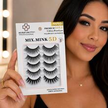 Cílios Postiços Mix Mink 5D 5 Pares Profissional Cartela Mix - Preto - Visão 2