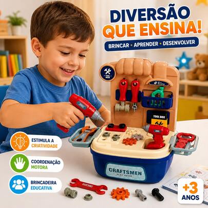 Maleta Ferramentas Infantil Oficina Mecânica 24 Peças Brinquedo Educativo Com INMETRO Oficina Infantil De Brinquedo Kit Mecânico Portátil 24 Peças Faz De Conta Criança Azul Ferramentas De Brinquedo Para Criança Kit Mecânico Infantil 24 Itens Portátil Azul Kit