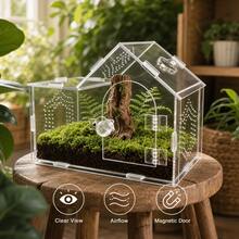 Transparentes Acryl Insekten Terrarium Haus, Spinnen Habitat mit magnetischer Frontöffnung, Belüftungslöchern und oberem Futterport für Springspinne, Vogelspinne, Mantis, Skorpion, Schnecke und Baby G - Transparent - Übersicht 8