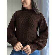 Women's Knitted Sweater - tabaco marrón - Ver 2