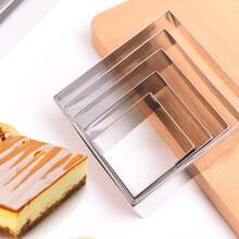Cake Ring Set, 5PCS Square Stainless Steel, Smooth Edge Easy Clean, Pancake Biscuit Molds, Cake Decorating - Silver - View 6