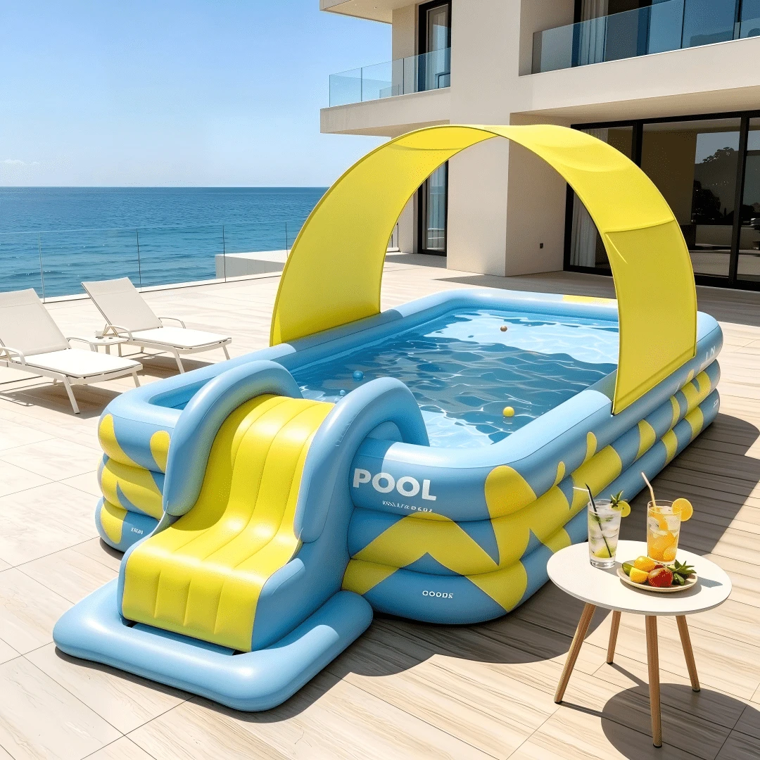 Large Inflatable Pool, Backyard Relaxation Inflatable Water Basin, Suitable For Yard, Garden, Patio, Balcony And Other Spaces, Simple And Elegant, Comfortable And Relaxing, Foldable, Space-Saving Storage, 3-Layer Reinforced Stable Structure, Suitable For Indoor And Outdoor Use, 3 Sizes Available - A - View 1