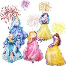 New Cartoon Princess Theme Birthday Party Decoration Set, Large Princess Character Foil Balloons, Soft Color Latex Balloons And Princess Backdrop, Suitable For Birthday Party Supplies - As Shown In the Figure - View 6
