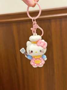 Sanrio 可愛 Hello Kitty 主廚植絨鑰匙圈吊飾，3D 卡通 KT Cat 可愛掛飾，適合包包、車鑰匙，女孩禮物 - 彩色 - 查看 12