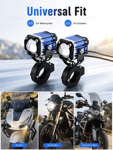 GLANBERT 12-80V 摩托車輔助頭燈 LED 聚光燈，額外聚光燈，通用於電動摩托車/自行車 - 對裝+開關 - 查看 6