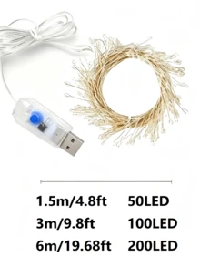 Luces de Hada LED para Navidad de Interior, Luces LED Festivas, 8 Modos Intermitentes, Con Control Remoto, Control Remoto Inteligente, Regulables, 8 Modos, 50/100/200 Luces de Hada LED, Adecuadas para Boda, Fiesta, Decoración de Dormitorio - Multicolor - Ver 11
