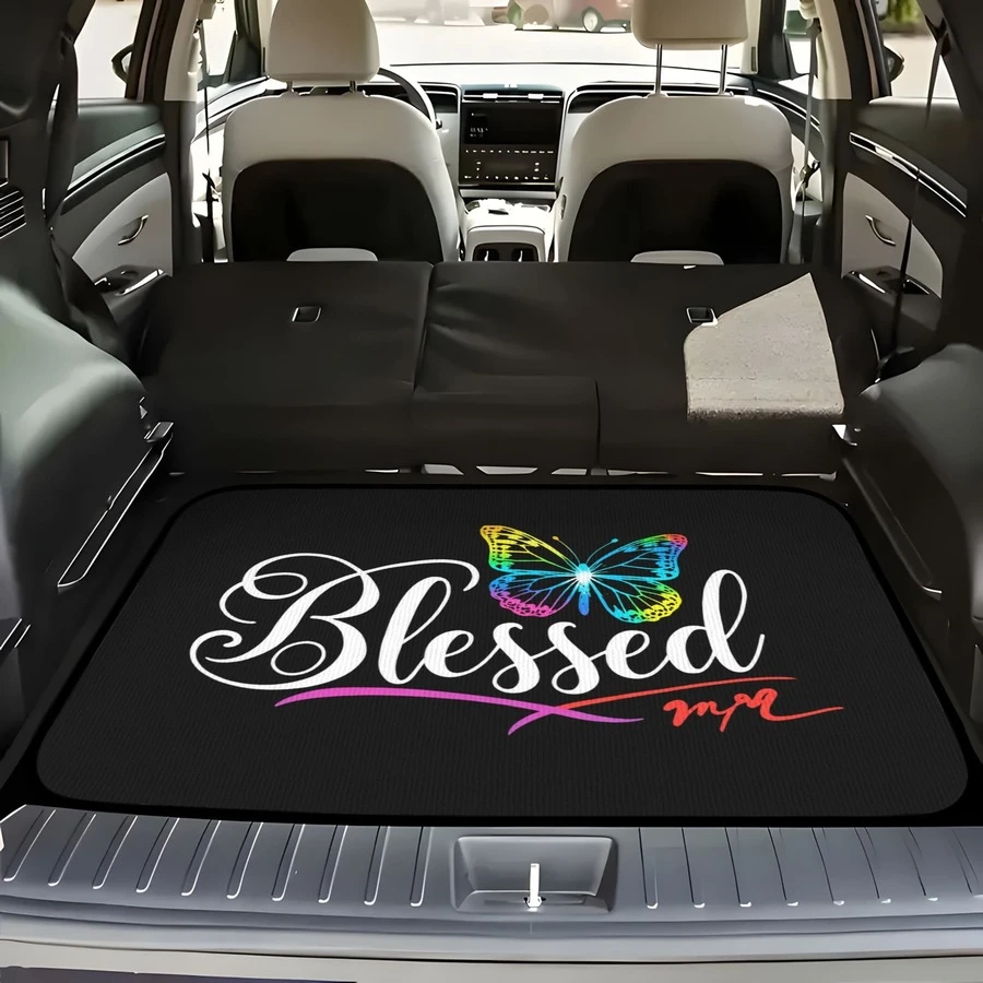 1pc/4pcs Car Floor Mats And Trunk Liner, Waterproof Anti-Slip Dust-Proof Printed Cargo Liner, Unisex Car Trunk And Floor Mats With Colorful Butterfly Letter Pattern, Universal Floor Protection Mat, Ideal Holiday/Thanksgiving Gift - Blessed Gradient Butterfly - View 1