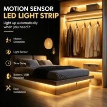 Motion Sensor LED Strip Light, 16.4FT Battery Operated PIR Infrared Motion Night Light For Wardrobes, Cabinets, Bedside & Stairs, Auto On/Off Hands-Free Lighting With Adjustable Timer (Batteries Not Included) - Motion Sensor Light Strip - View 8