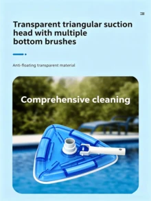 Transparent Weighted Triangular Pool Vacuum Head With Multiple Hard Bristle Brushes, Integrated Suction And Scrubbing For Dead-Angle Cleaning Of Pool Bottom, Edges, Slopes, Mud, Sand And Algae, Corrosion-Resistant Engineering Plastic, Sinks Without Floating, Universal Interface Compatible With Various Telescopic Poles, Cleaning Accessory For Home Yard Pool, Fish Pond And Water Park - Triangular Vacuum Head - View 3