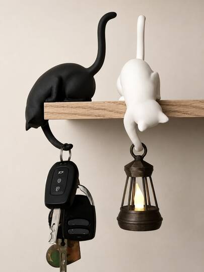 Cat-Themed Wall Hooks: Featuring A Charming Cat Paw Design, Perfect For Hanging Towels, Bath Sponges, Keys, Small Accessories, And Other Small Household Items In The Kitchen, Bathroom, Or Other Areas.