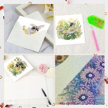 6pcs DIY Diamond Painting Greeting Card Set, Butterfly, Bird, Peacock, Bee, Rabbit Patterns With Asymmetrical Shaped Diamonds, Paper Material, Handmade Tools And Supplies, Suitable For Elders, Friends And Family, Holiday Party DIY Handmade Gift - 6Pcs - View 9