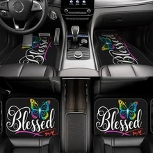 1pc/4pcs Car Floor Mats And Trunk Liner, Waterproof Anti-Slip Dust-Proof Printed Cargo Liner, Unisex Car Trunk And Floor Mats With Colorful Butterfly Letter Pattern, Universal Floor Protection Mat, Ideal Holiday/Thanksgiving Gift - Blessed Gradient Butterfly - View 6