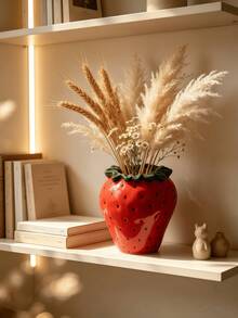 1 Stück Erdbeerförmige Blumenvase, Wellenrand Frischer Blumenstrauß Display, Gepunktete Geprägte Fruchtskulptur, Fenstersims Dekoration Topf, Frühlings Tischaufsatz, Niedliche Ästhetische Raumakzent, Kleine Wohnung Dekoration, Süßes Geburtstagsgeschenk für Blumenliebhaber - A - Übersicht 7