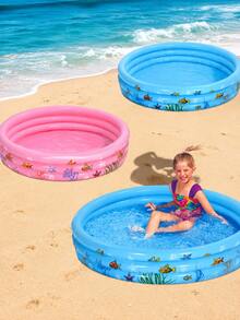 Piscina Inflável 60 Cm 3 Gomos 36 Litros Infantil 3 Anéis Vinil Criança Bebê Praia Quintal - Azul - Visão 7