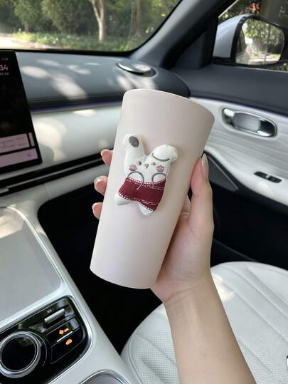 1pc Mesh Grid Heart Car Trash Can, Car Cup Holder Swing Lid Storage Box, Armrest Box Sundries Storage Bin, Car Interior Umbrella Storage Cute Cartoon Front Row Multi-Function Trash Bag, Car Built-In Storage Bin, Cute Rabbit Ear Car Flip Lid Trash Can, Embedded Manual Open Lid Car Interior Decoration Storage Mini Trash Can