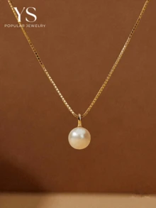 1pc Fashionable Faux Pearl Necklace For Women With Luxurious Feel Simple & Versatile Ins Style Collarbone Chain Jewelry - Multicolor - View 6