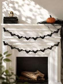 1 pezzo Ghirlanda di perline a forma di pipistrello nero per Ognissanti, banner da appendere al camino, decorazione con silhouette di pipistrello spettrale, ghirlanda di perline, stile gotico e rustico, per camino, mobile, finestra, interno, decorazione stagionale per le vacanze, ornamento da parete, per festa di Ognissanti, dolcetto o scherzetto, accessorio fotografico, decorazione per la casa, regalo - Multicolore 3 - Visualizzare 3
