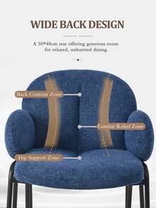 Goeurvant Modern Cloud-Style Wool-Linen Upholstered Dining Chairs With Rounded Arms And Wide-Back Support For Dining Room, Living Room, Office-Set Of 2/Set Of 4/Set Of 6-Blue/Chenillie - 藍色 - 查看 3