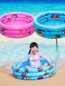 Piscina Inflável 60 Cm 3 Gomos 36 Litros Infantil 3 Anéis Vinil Criança Bebê Praia Quintal - Azul - Visão 4