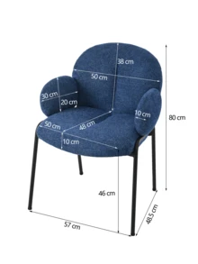 Goeurvant Modern Cloud-Style Wool-Linen Upholstered Dining Chairs With Rounded Arms And Wide-Back Support For Dining Room, Living Room, Office-Set Of 2/Set Of 4/Set Of 6-Blue/Chenillie - 藍色 - 查看 9