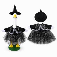 1 Stück Halloween Hexen Veranda Gans Outfit, schwarzer Hut & Spinnennetz Spitze Tüll Kleid, saisonale Kostüm Dekoration für Veranda Gans Statue, Outdoor Garten Party Dekoration, Gans nicht enthalten - Spitzen-Gans-Kostüm im Spinnennetz-Design - Übersicht 12