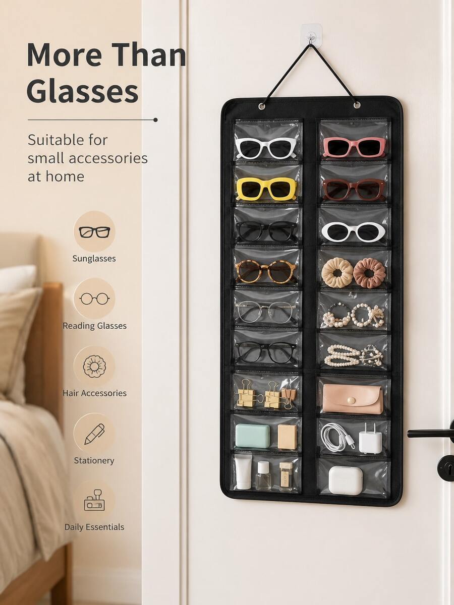 1pc Fashionable Glasses Accessory & Jewelry Storage Bag, Wall-Mounted Glasses Organizer, Perfect Gift For Birthday, Wedding, Party, Colleagues, Friends And Family, Back To School, Foldable, Glasses Storage Hanging Bag, Unisex Gift