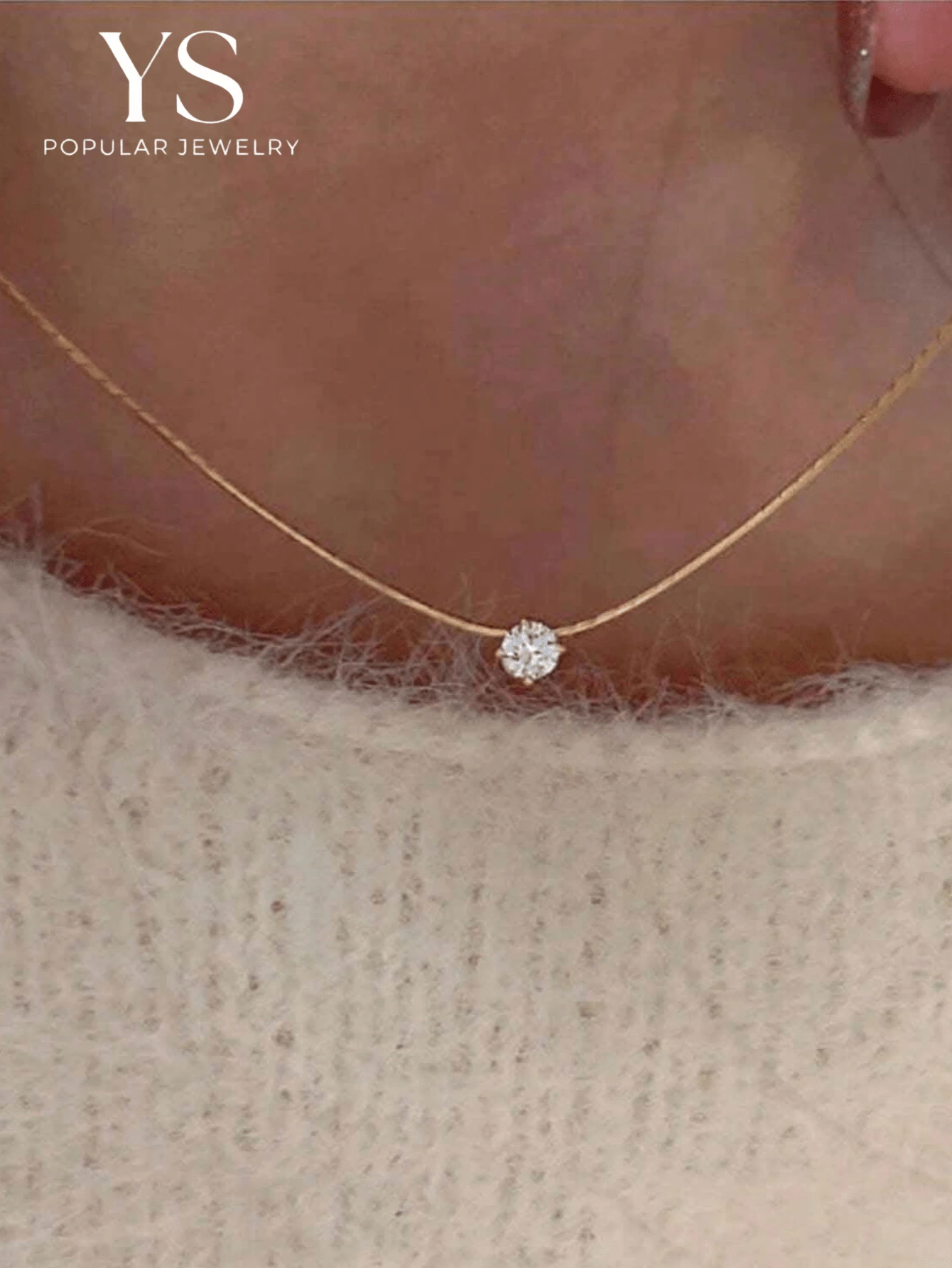 1pc Fashionable High-End Minimalist Style Unique Design Single Large Diamond Pendant Necklace, Suitable For Women, Suitable For Daily Wear And Dating Parties - Necklace - View 1