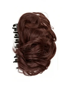 Synthetic Messy Bun Hair Extension Clip-In Claw Clip Ponytail Lazy Updo Wavy Curly Ponytail - Multicolor - View 13