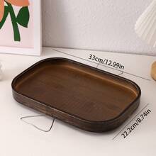 1pc Bamboo Sofa Armrest Tray, Rectangular Shape, Sofa Side Table That Can Be Fixed On The Sofa Armrest - Brown - View 9