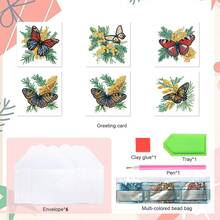 6pcs DIY Diamond Painting Greeting Card Set, Butterfly, Bird, Peacock, Bee, Rabbit Patterns With Asymmetrical Shaped Diamonds, Paper Material, Handmade Tools And Supplies, Suitable For Elders, Friends And Family, Holiday Party DIY Handmade Gift - 6Pcs - View 11