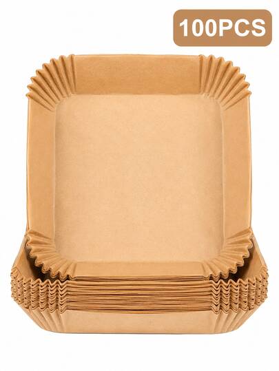 100Pcs Square Air Fryer Disposable Liners, 8 Inch Parchment Paper For Air Fryer Basket - Unbleached, Non-Stick, Heat Resistant (428 ° F) - Fits 5-8 QT Round/Square Air Fryers, Oven, Microwave, Steamer
