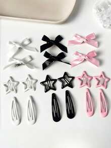 39/36/24pcs Satin Large Bow Hair Clips Set, Includes Large & Small Bow BB Clips, Y2K Sweet Cute Hair Accessories, Suitable For Kids & Girls, Daily School, Date, Vacation Use - Multicolor - View 8