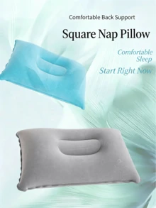 Flocked PVC Rectangular Inflatable Pillow, Multi-Color Portable Foldable Travel Cushion, Quick Inflation Soft Headrest, Suitable For Camping, Airplane, Commuting, Office Nap And Outdoor Use - Multicolor - View 10