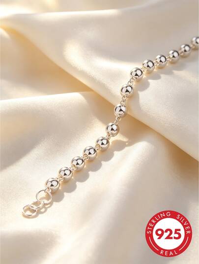 925 Sterling Silver Hollow Beaded Bracelet, Suitable For Daily Wear And Gifting