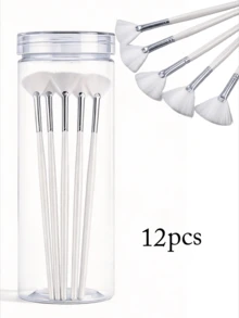 JINSHEE Professional Skincare Brushes, 20pcs Multi-Function Mini Fan-Shaped Mask Brushes With Storage Bucket, Suitable For Mask/SPA/Essence, Gentle Exfoliating SPA Brush, Suitable For Home And Beauty Salon Skincare, Reusable Beauty Tool - White - View 7