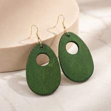 3 Pairs/Sets, Wooden Geometric Shape Women's Earrings, Vintage Style, Mother's Day Gift - Geometry - View 6