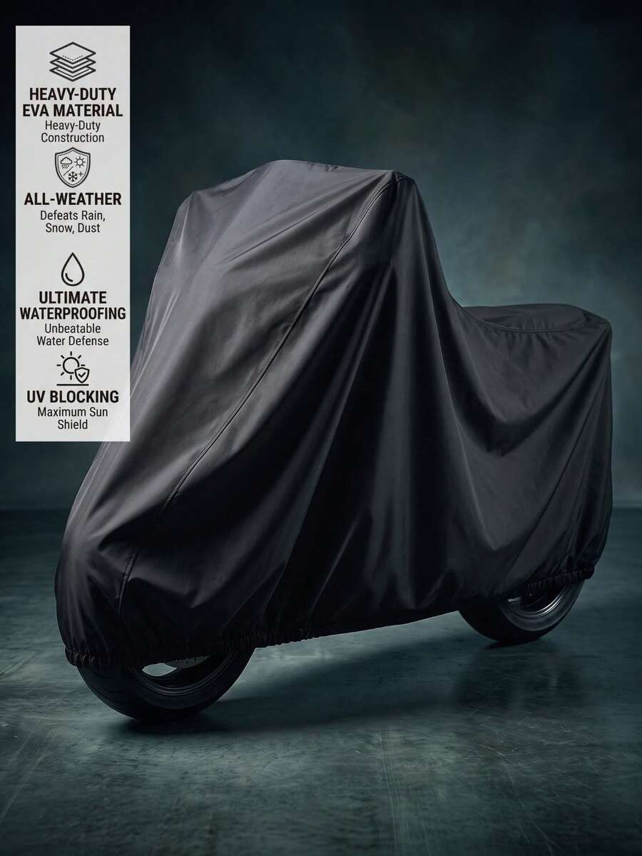 1-Pack Heavy-Duty EVA Motorcycle/Bike Cover Waterproof UV-Resistant Snowproof Fits Most Models, Black, Outdoor Vehicle Protection, Stylish Motorcycle Cover, UV-Blocking Cover - Multicolor - View 1