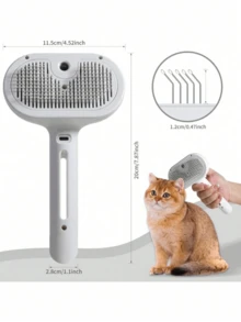 PETSIN 1 Pc Cat Steam Brush, 3 In 1 Cat Brush For Shedding & Grooming, Water Brush For Cats Dogs, Pet Hair Removal Comb For Long Short Haired Small Animal, Self Cleaning Slicker Brush With Release Button, Cat/Dog Steam Brush - Multicolor - View 11