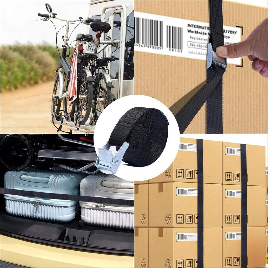 Buckle Fastening Strap, 1 Inch * 3.4 Feet, Cargo Tie Down Strap, Adjustable Cam Buckle Strap, Suitable For Luggage, Truck, Trailer, Motorcycle - 1 Pack - View 1