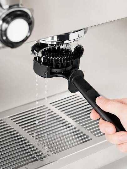1pc Curved Coffee Machine Brew Head Brush, Suitable For 5.8cm/5.1cm Diameter Coffee Machine Brew Head, Long Handle Brew Head Cleaning Brush, Kitchen Cleaning Tool Brush