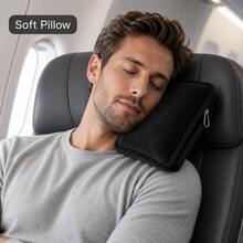 1pc 2-In-1 Travel Blanket Pillow, Soft Flannel Fleece Throw, Travel Blanket With Zipper Storage Bag, Luggage Handle Strap And Carabiner Clip, Lightweight All-Season, Suitable For Airplane, Office, Car, Train And Travel, 150*100cm, Airplane Neck Pillow, Travel Pillow For Flight, Travel Essential - Multicolor - View 4
