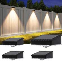 Solar Fence Lights Outdoor Waterproof, Fence Lights Solar Powered, 12 RGB Color Modes & Warm White & Cool White, Fence Solar Light Outdoor For Backyard, Patio, Yard, Wall, Deck(Black, 4/8 Pack) - 8件 - 查看 9