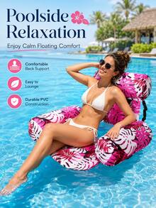 Inflatable Swimming Pool Floating Raft With Backrest, Water Lounge Chair Made Of Thickened PVC Material, Breathable Mesh Fabric Non-Stick To Skin, Suitable For Beach Use, Summer Vacation, Pool Party, Water Games And Pool Floating Supplies - Multicolor - View 1